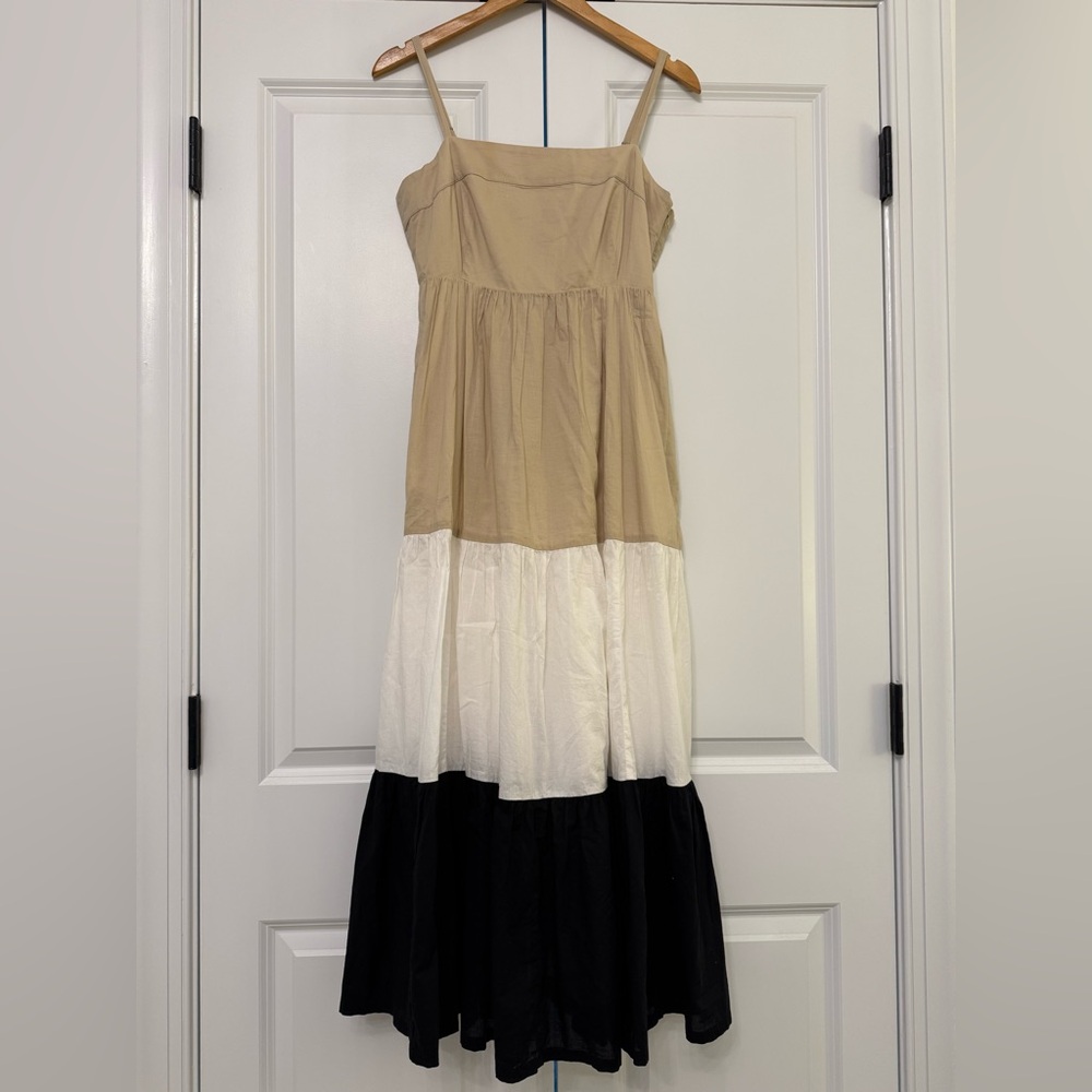 J. Crew Factory Colorblock Maxi Dress in Tan, White & Black